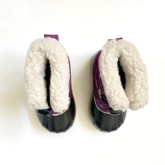 SOREL kids iris plum purple black yoot pac nylon rubber fur trim snow boots - Picture 6 of 11